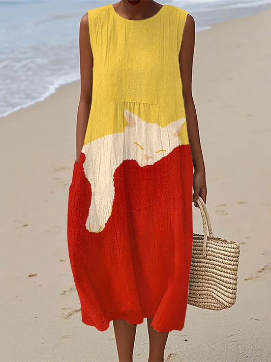 Caroline | Cute Cat Art Print Dress