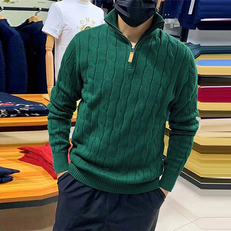 Men's Luxury Turtleneck - Knitted Sweater with Zip