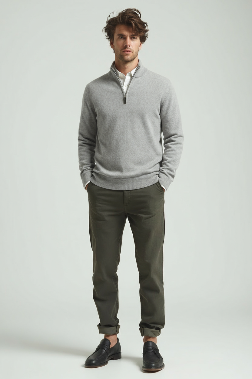 Men Quarter Zip Sweater– Slim Fit